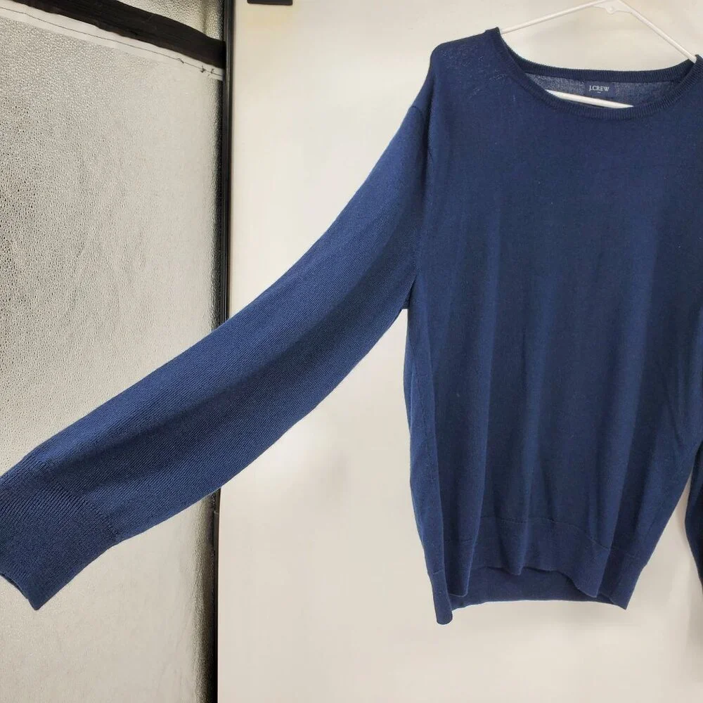 J. Crew Wool Blend Navy Blue‎ Men's Pullover Crewneck Sweater Shirt XL